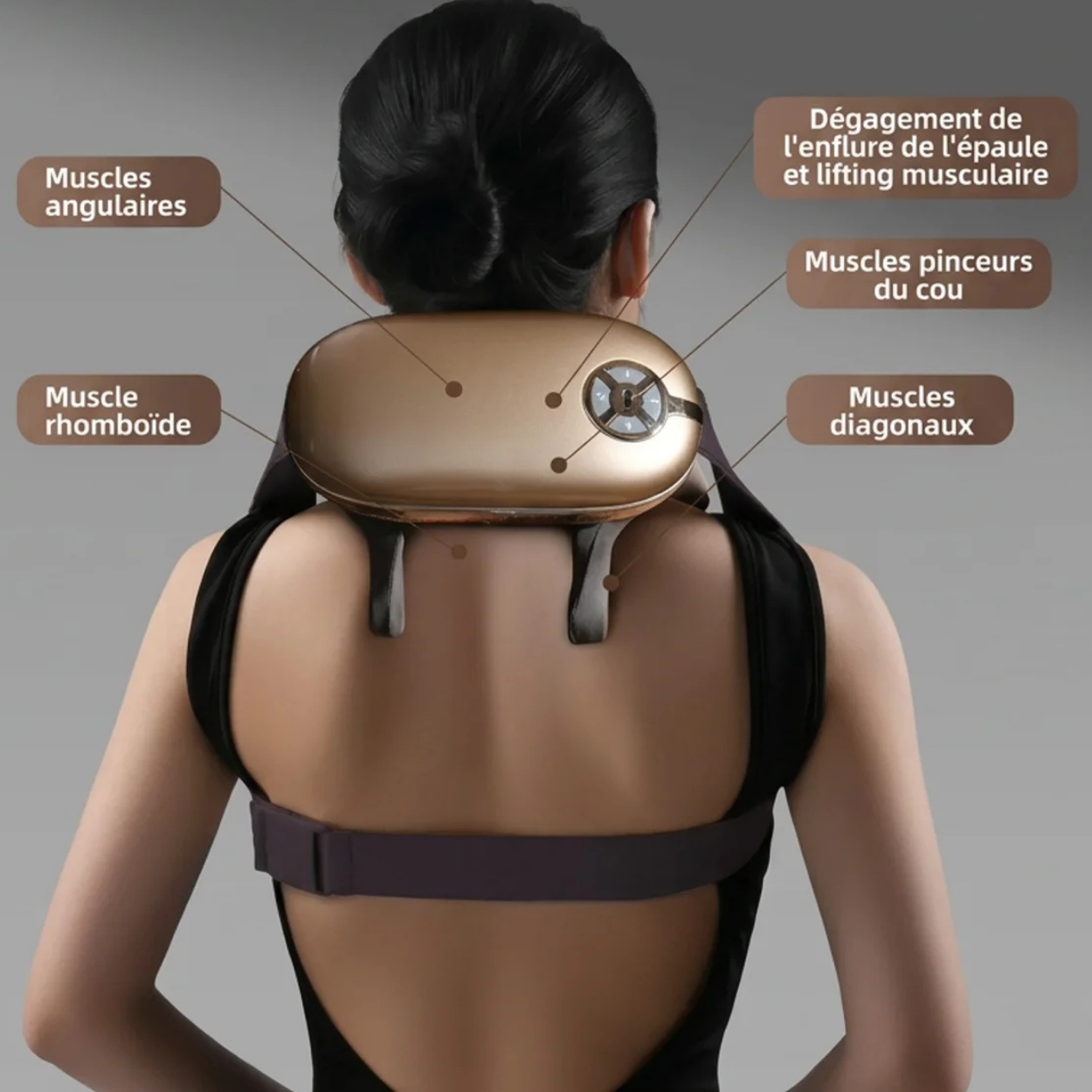 Masseur Cou et Épaules Électrique Appareil de Massage Cervical Chauffant 6D