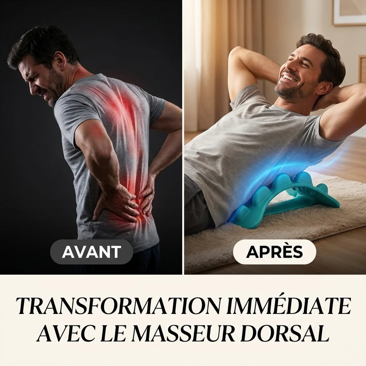 Masseur Dorsal Trigger Point Manuel Civière Auto-Massage du Dos Nuque et Lombaires