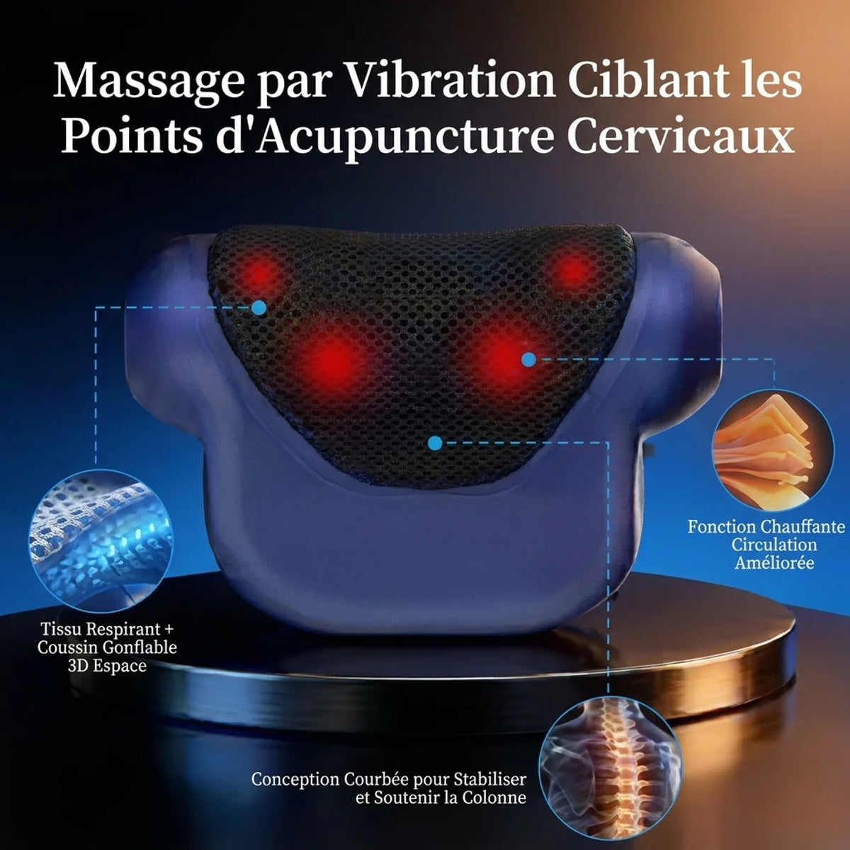Masseur de Cou Chauffant et Étireur Cervical