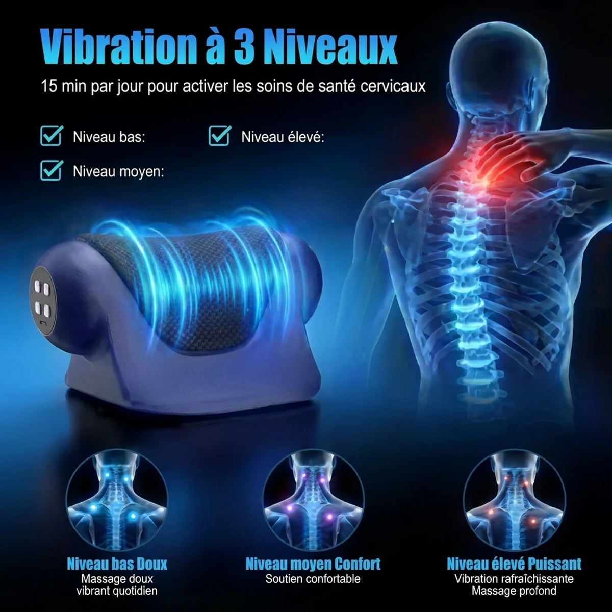 Masseur de Cou Chauffant et Étireur Cervical