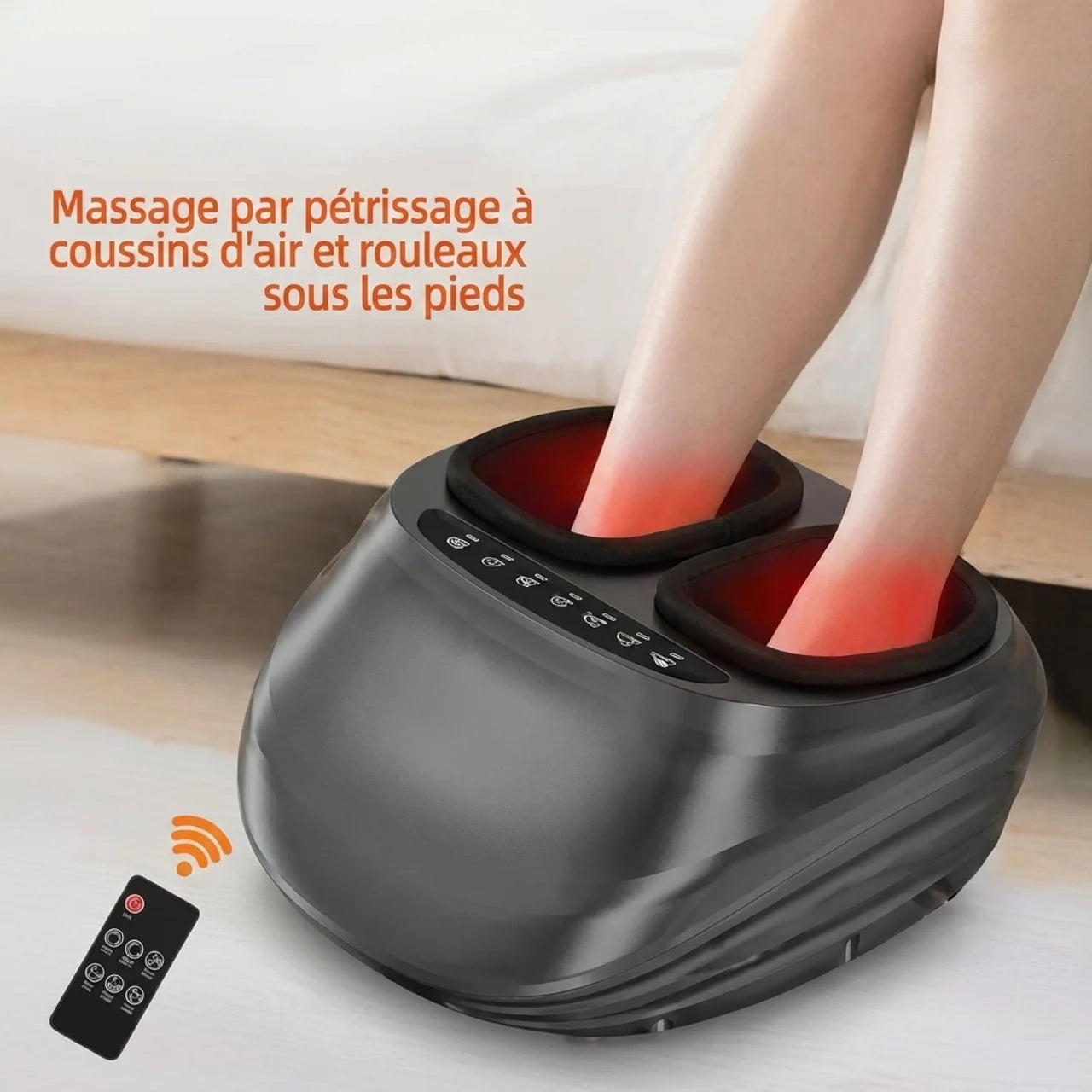 Masseur de Pieds Électrique Chauffant avec Compression & Rouleaux Plantaires
