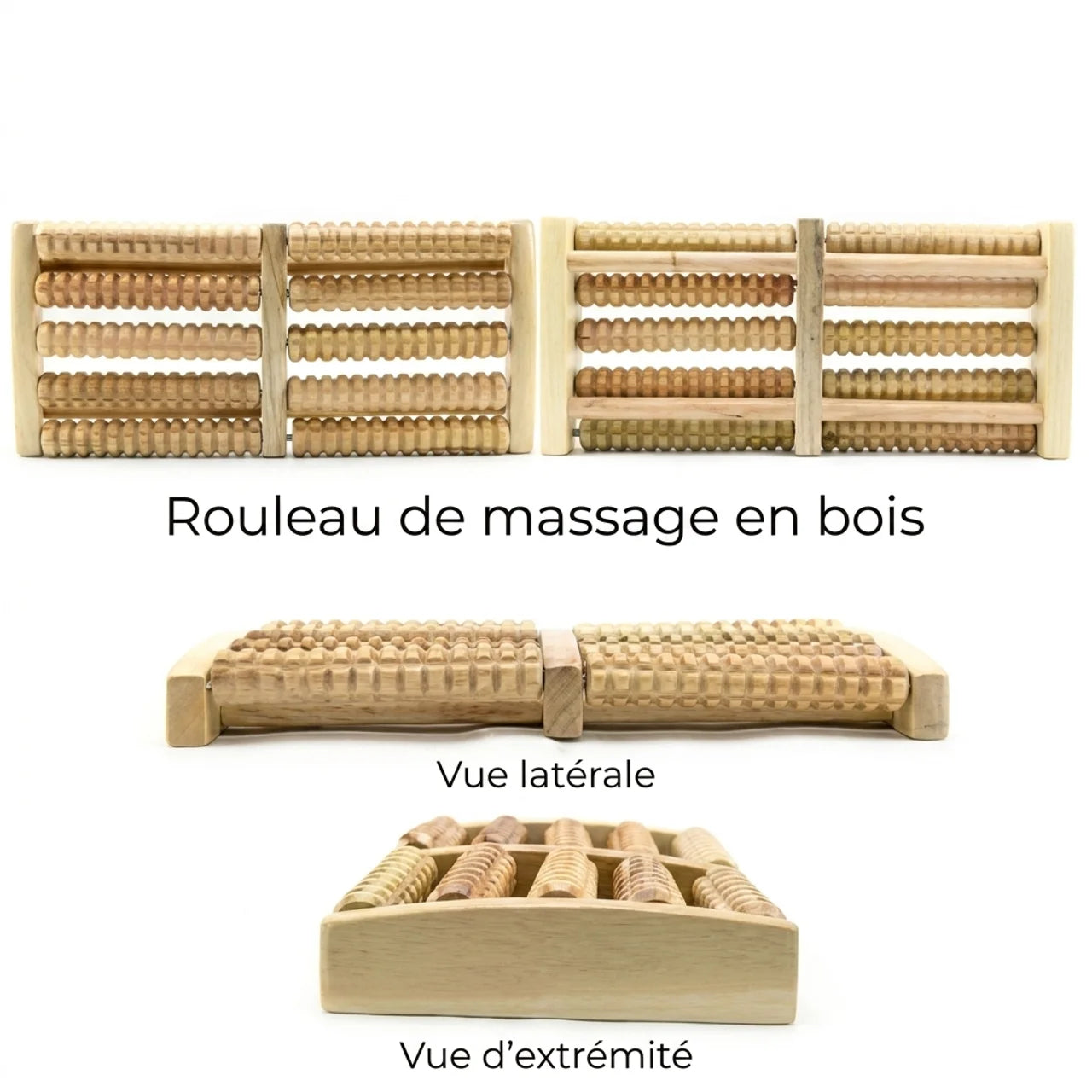 Masseur de Pieds en Bois Rouleau Réflexologie Plantaire Soulagement des Pieds Fatigués