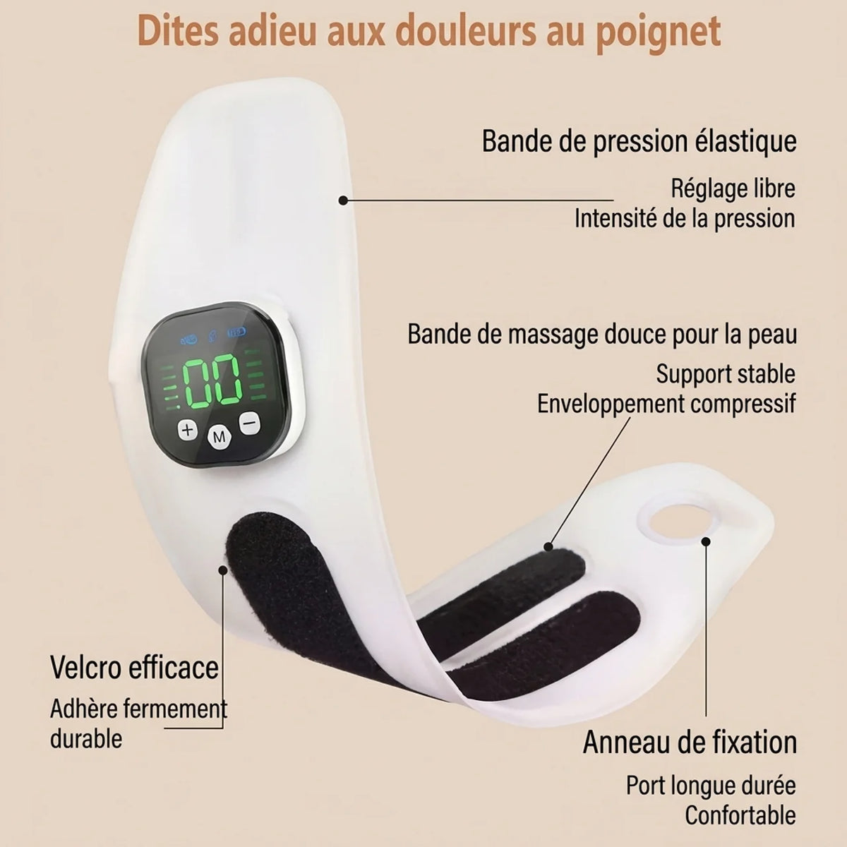 Masseur de Poignet EMS Intelligent 10 Modes & 29 Intensités