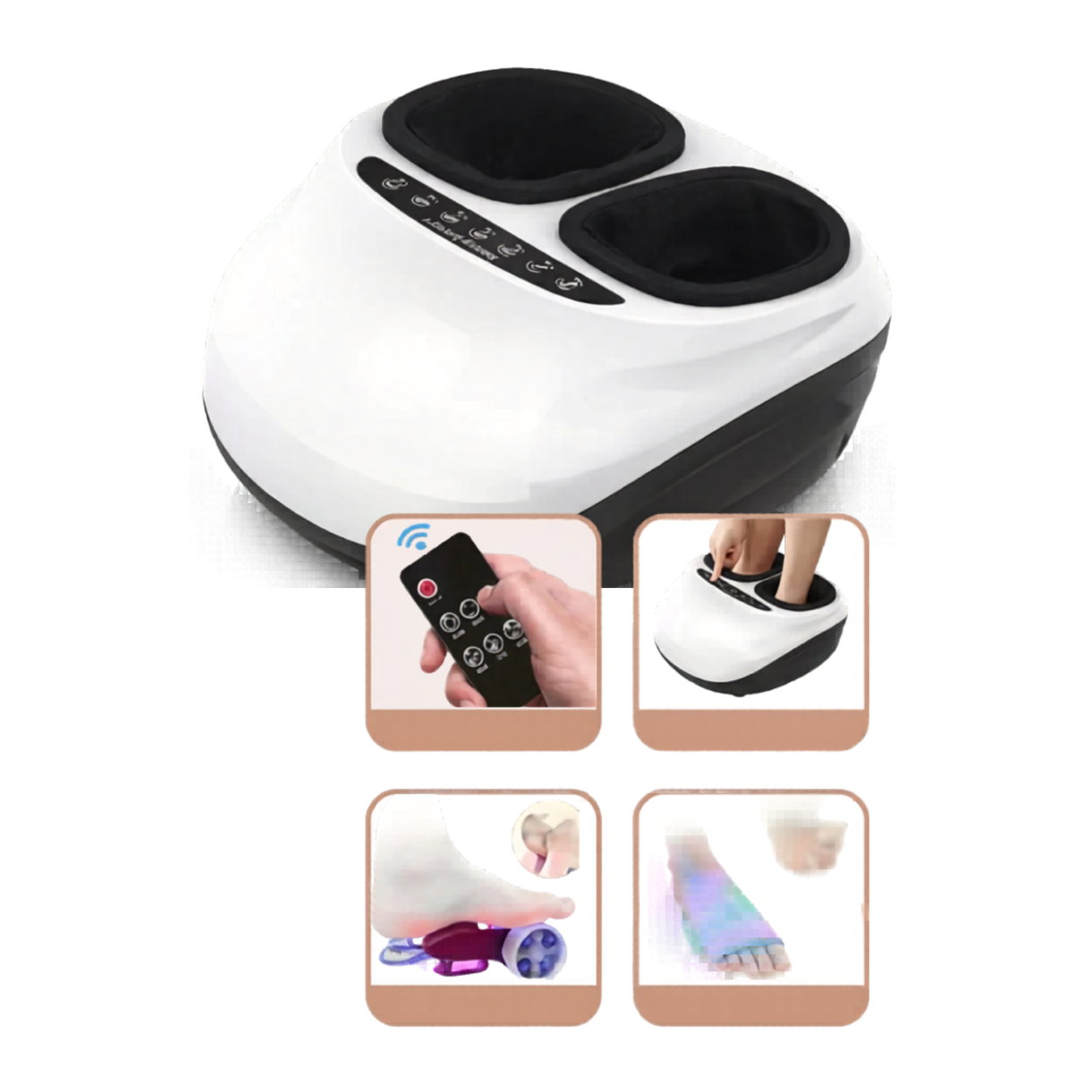 Masseur de Pieds Électrique Chauffant avec Compression & Rouleaux Plantaires