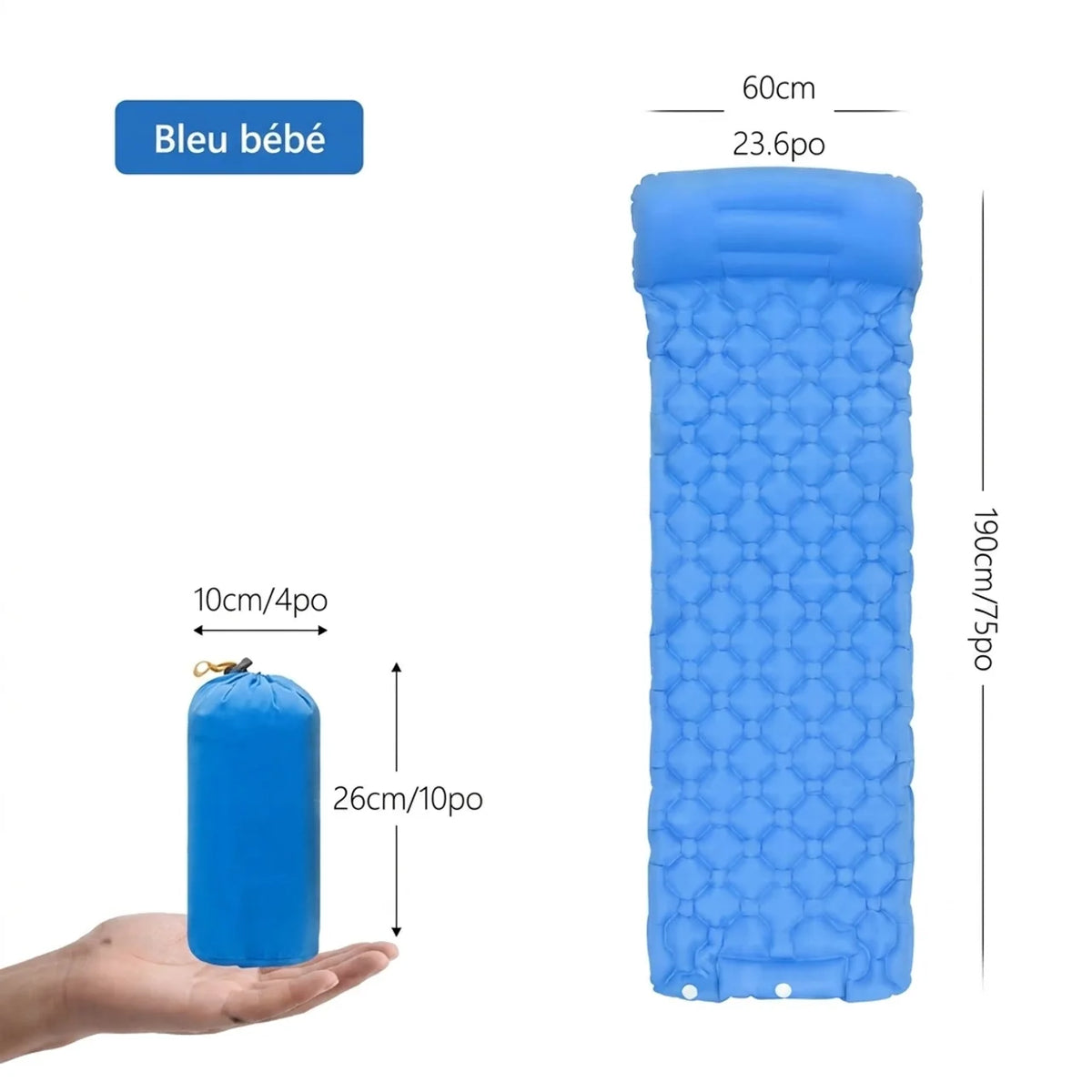 Matelas de Camping Gonflable avec Pompe Intégrée