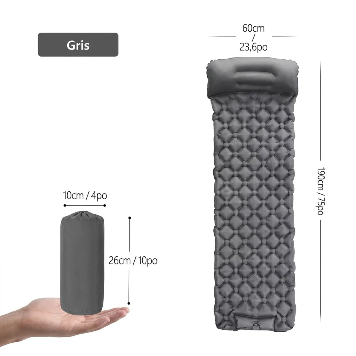 Matelas de Camping Gonflable avec Pompe Intégrée