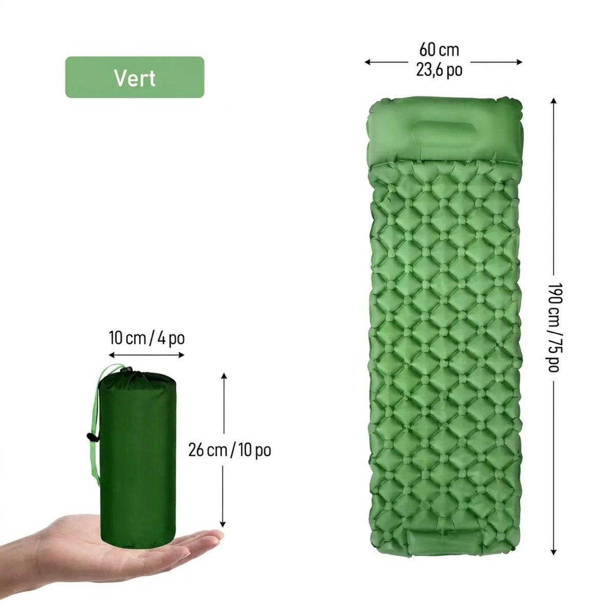Matelas de Camping Gonflable avec Pompe Intégrée
