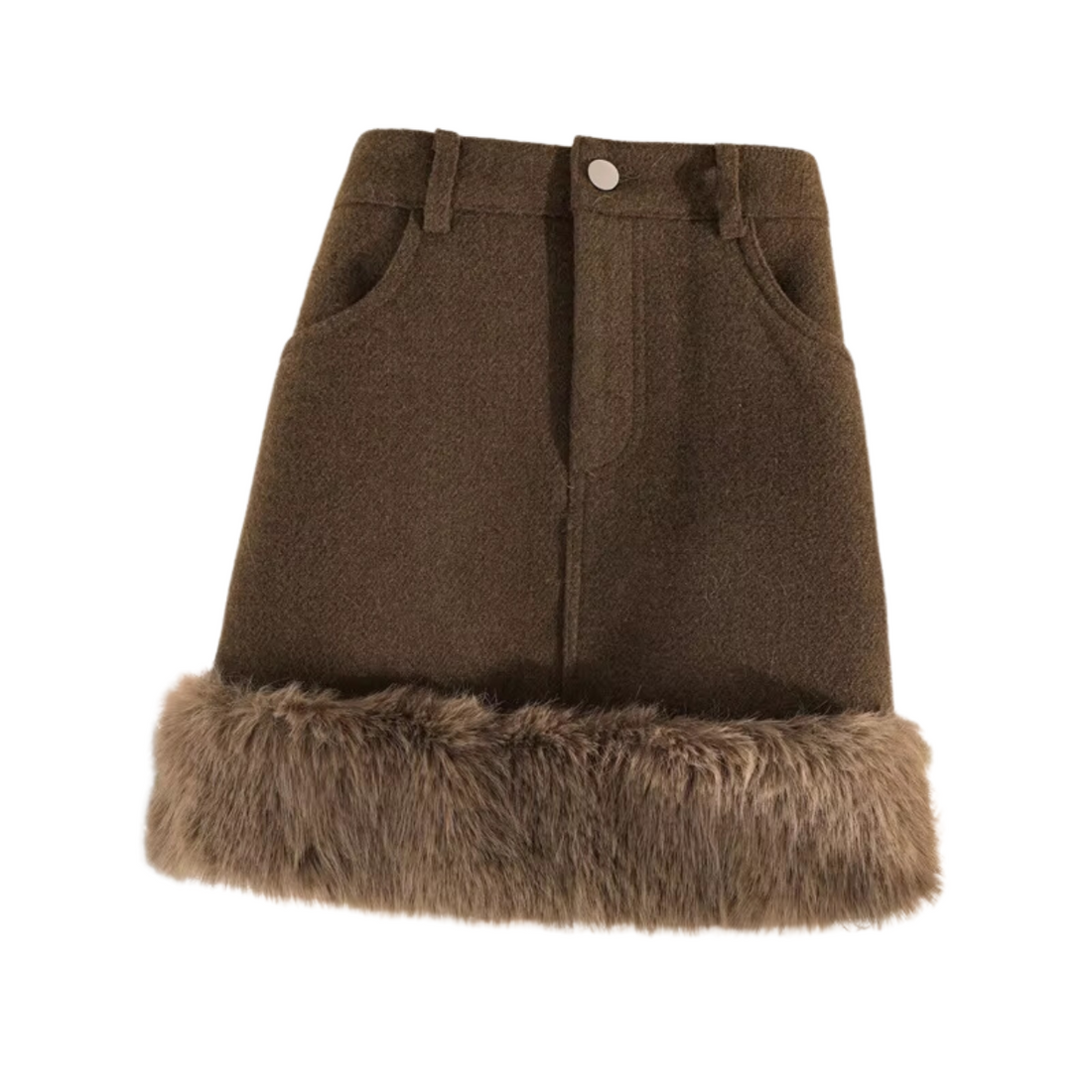 Mini-Jupe Hivernale Femme - Taille Haute, Élégante et Chaude avec Fausse Fourrure