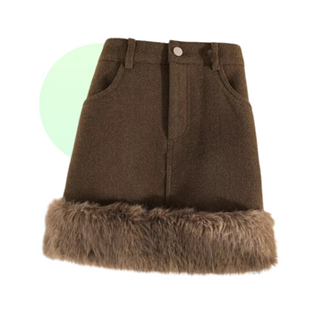 Mini-Jupe Hivernale Femme - Taille Haute, Élégante et Chaude avec Fausse Fourrure
