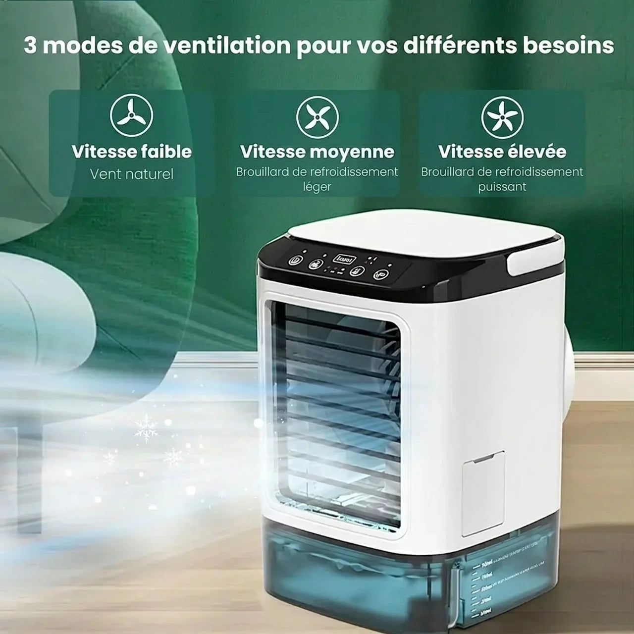 Mini Climatiseur Mobile Rechargeable & Humidificateur 4-en-1