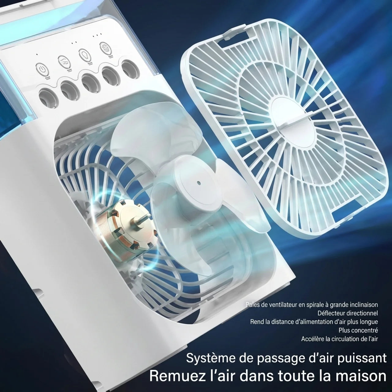 Mini Ventilateur Portable Humidificateur Refroidisseur d’Air & Veilleuse LED