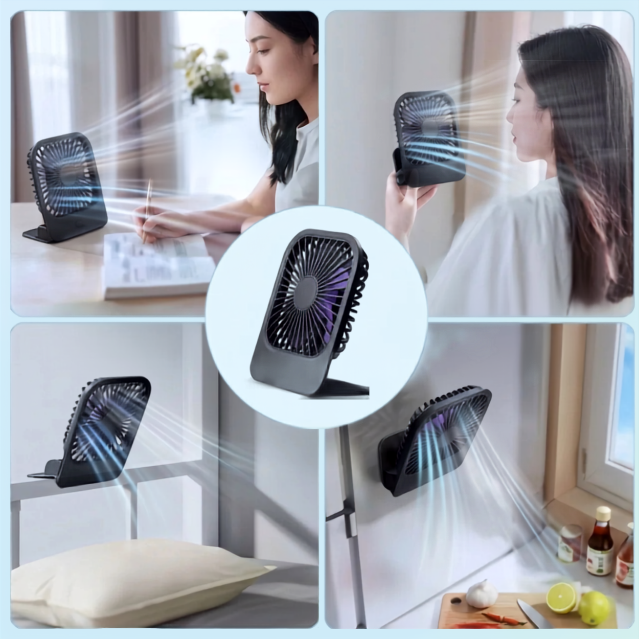 Ventilateur Magnétique Portable Mini Ventilateur USB Rechargeable Bureau et Cuisine
