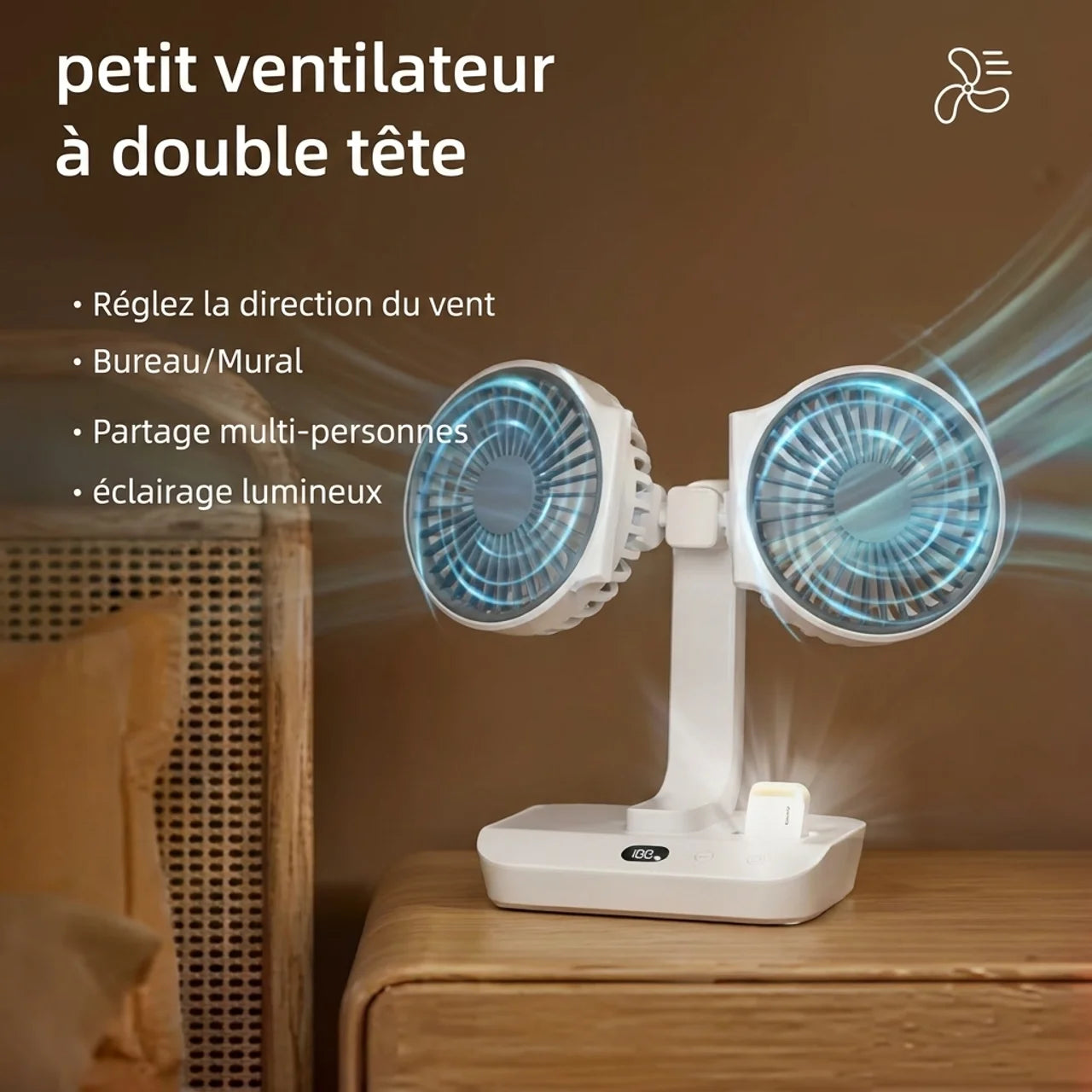 Mini Ventilateur Double Tête USB