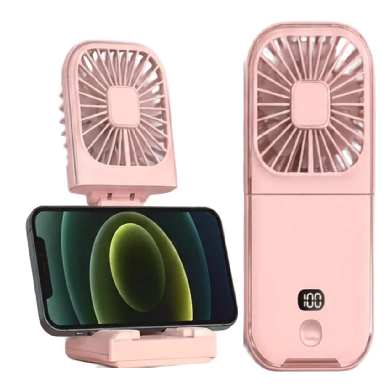 Mini Ventilateur Pliable 3 en 1 USB Portable Tour de Cou & Support Téléphone