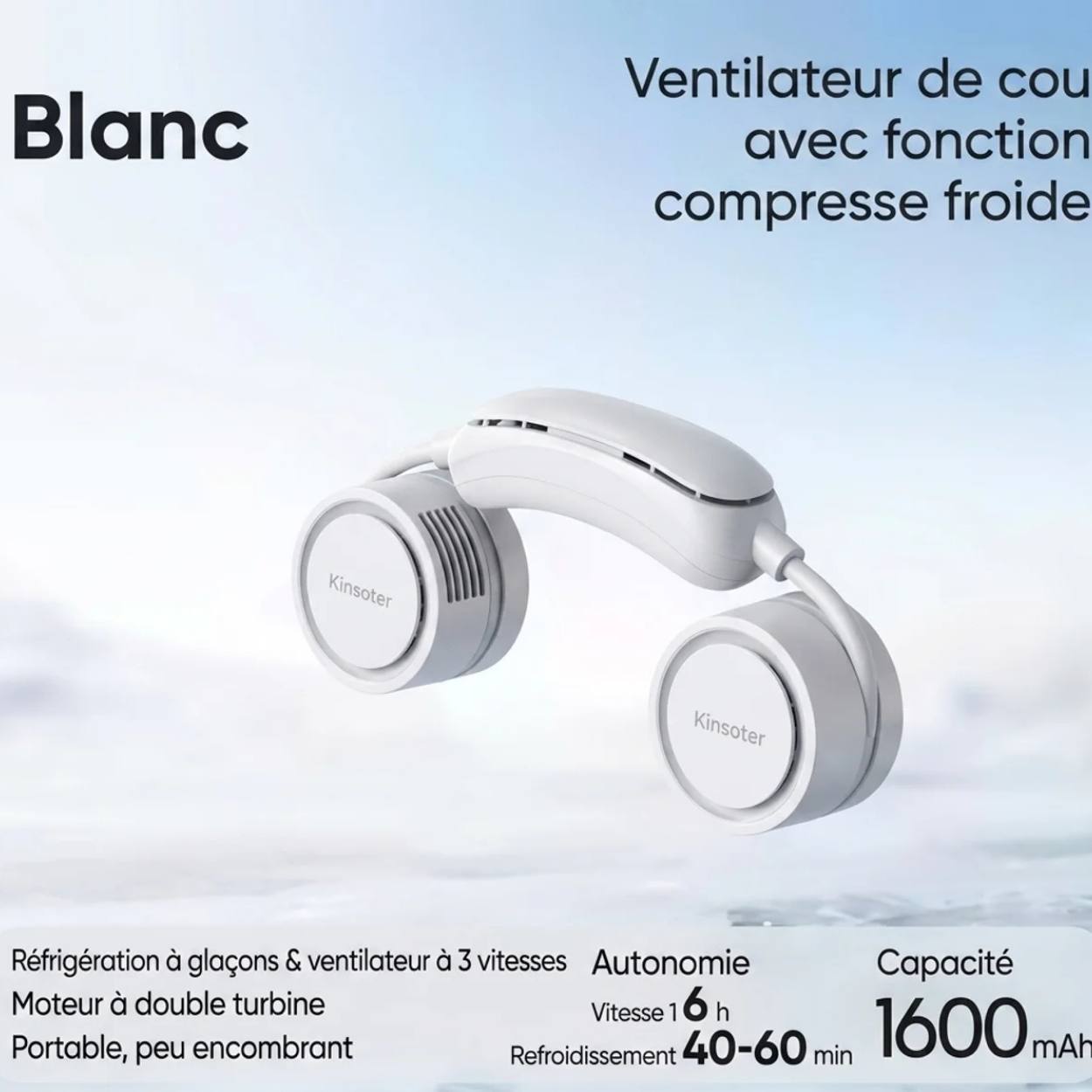Mini Ventilateur de Cou Portable Pliable avec Diffuseur d'Huiles Essentielles