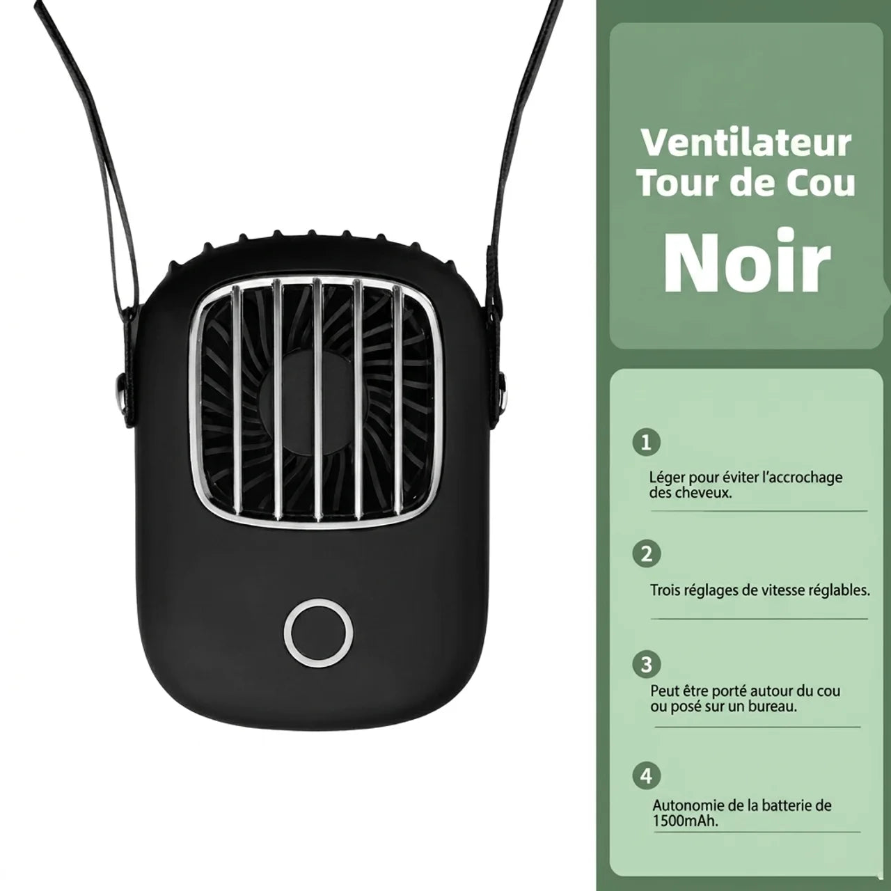 Mini Ventilateur de Cou Portable USB Fraîcheur Mains Libres Partout