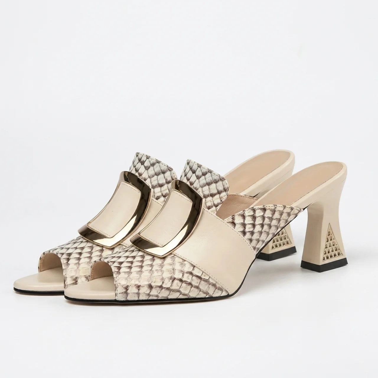 Mules à Talon Haut Femme Sandales Été Bout Ouvert Style Tressé