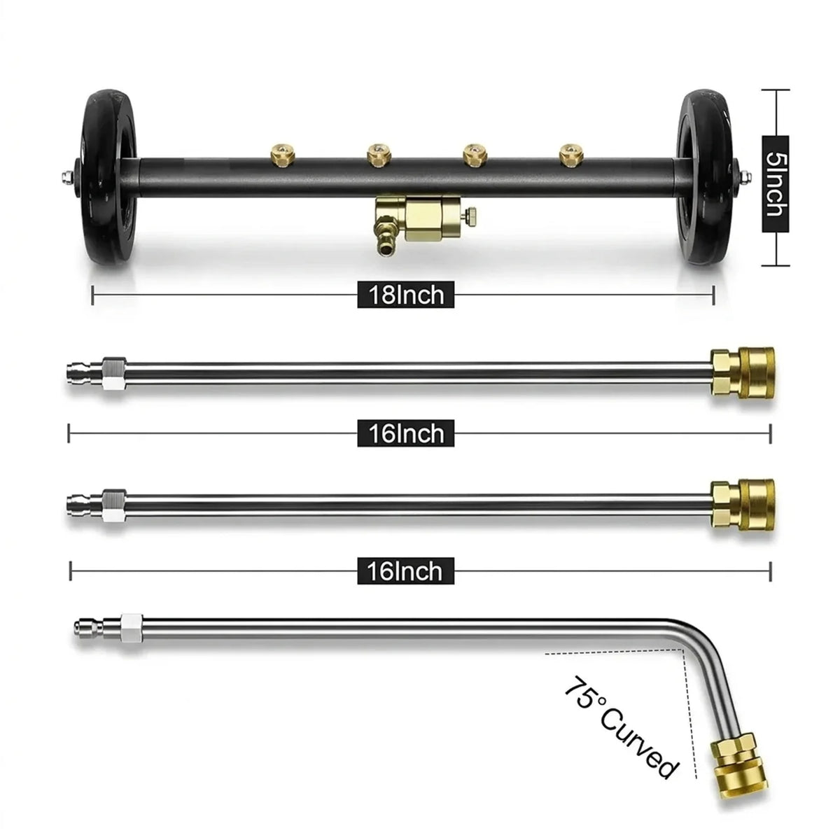 Nettoyeur haute pression 5000 PSI 40,6 cm pour dessous de voiture avec rallonges