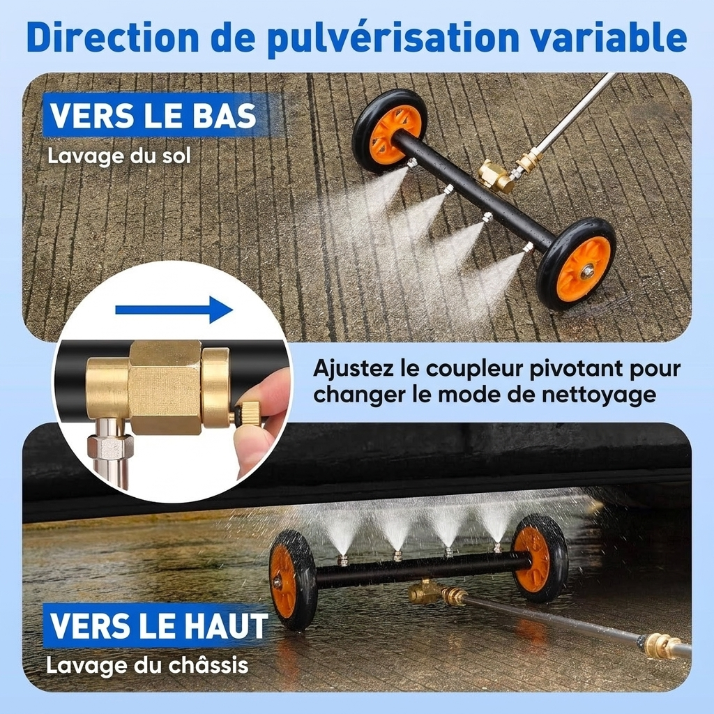 Nettoyeur haute pression 5000 PSI 40,6 cm pour dessous de voiture avec rallonges