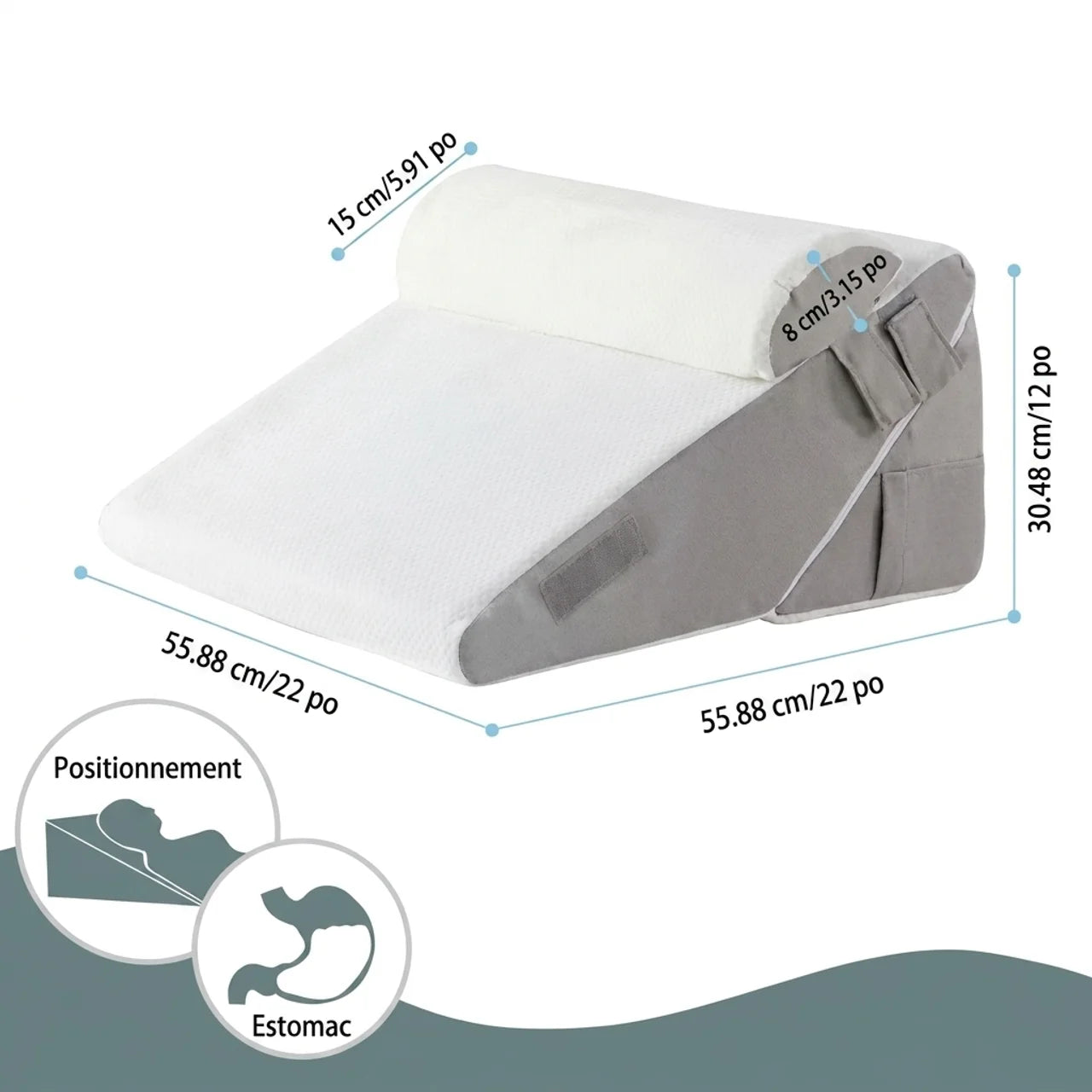 Oreiller Compensé Ergonomique Mousse Mémoire de Forme Coussin Mal de Dos
