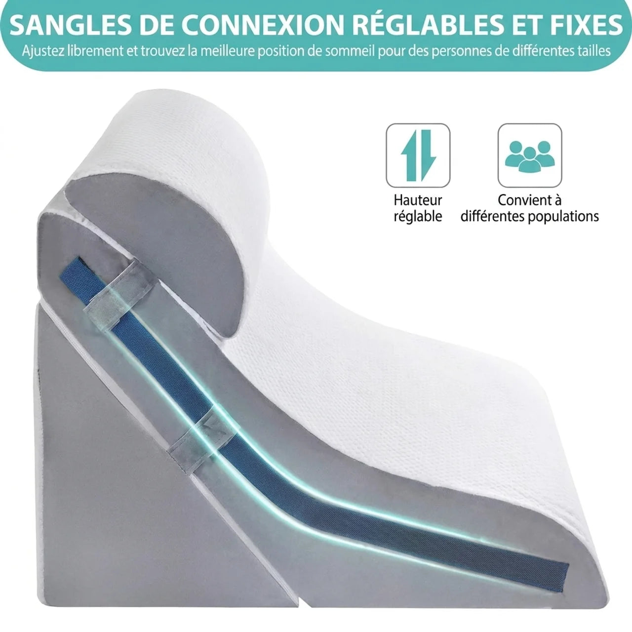 Oreiller Orthopédique Compensé 3-en-1 Ajustable