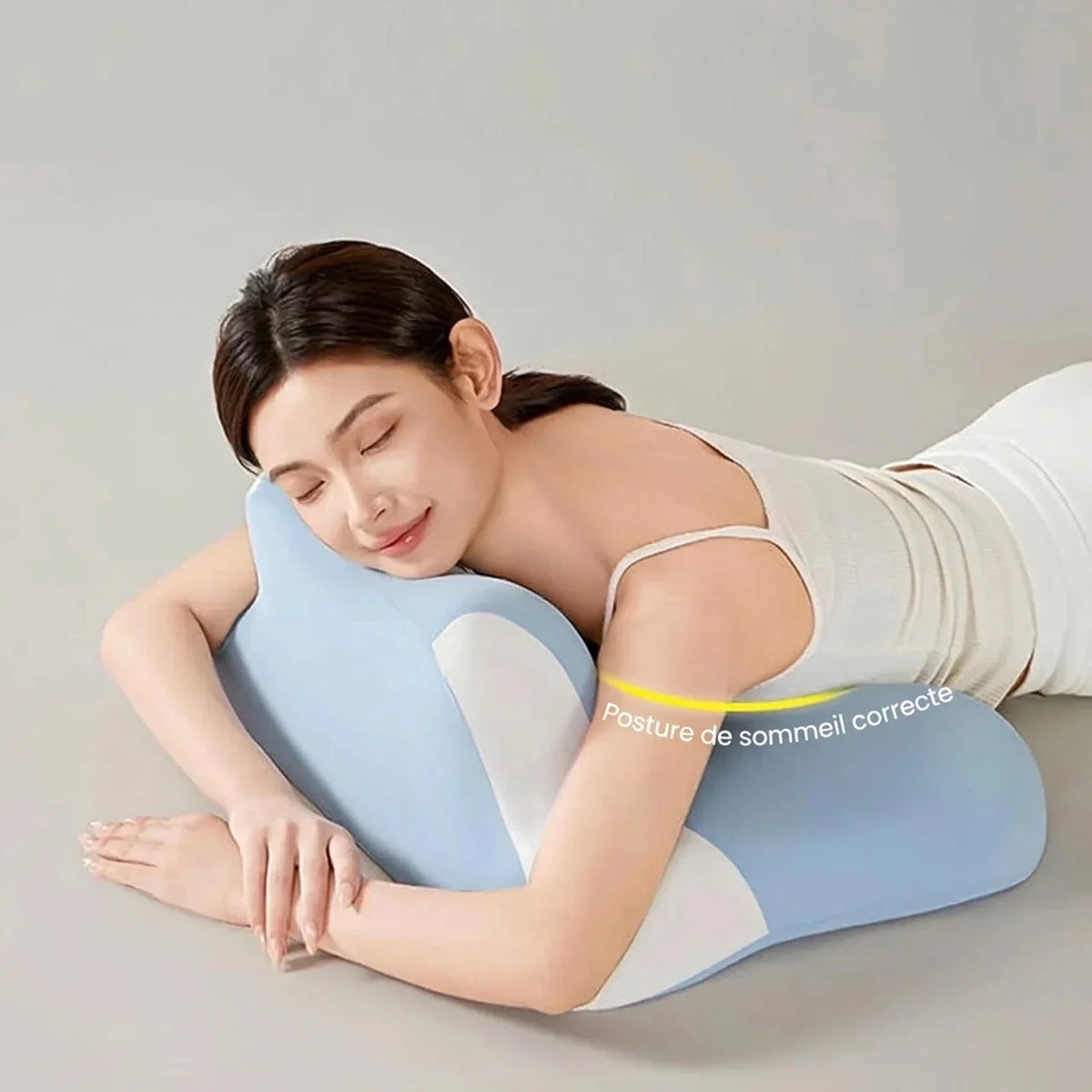 Oreiller ergonomique multifonction à mémoire de forme support cervical support téléphone