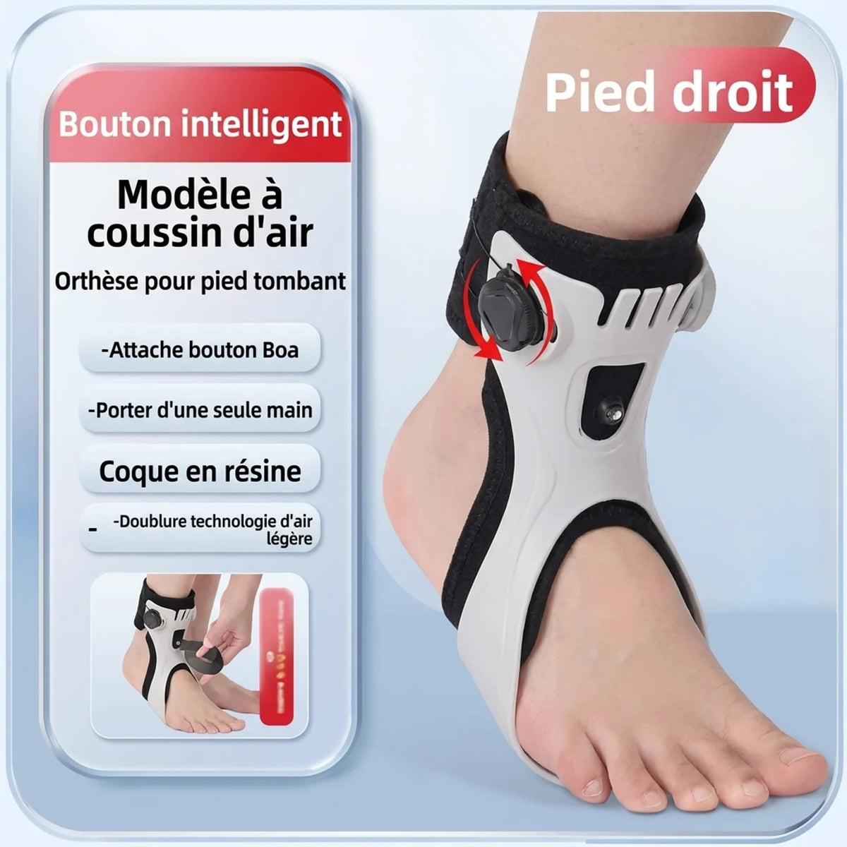 Orthèse de Pied Tombant Ajustable Marche Stable et Sécurisée