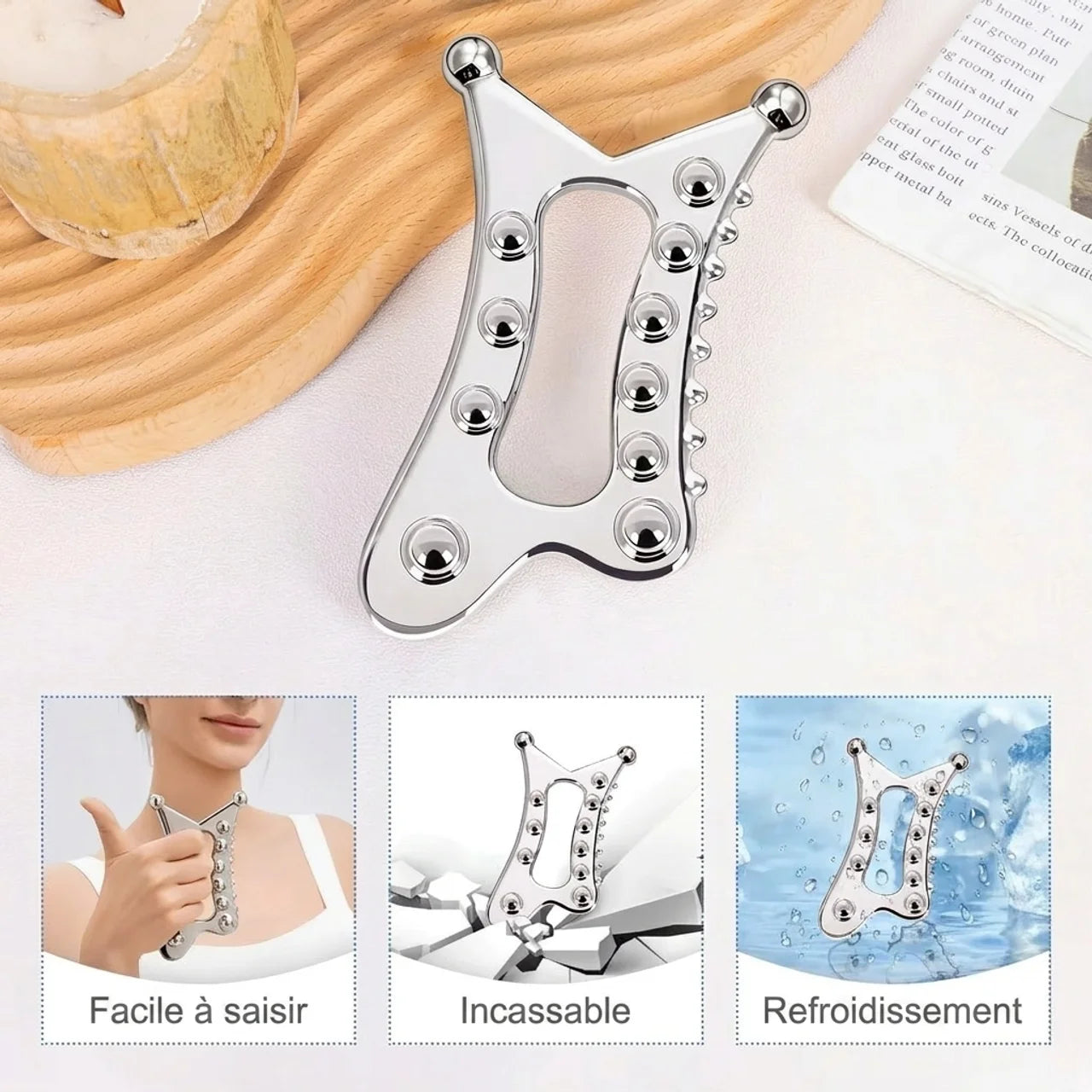 Outil Gua Sha Métallique Corps 5-en-1 Masseur Fascia et Cellulite