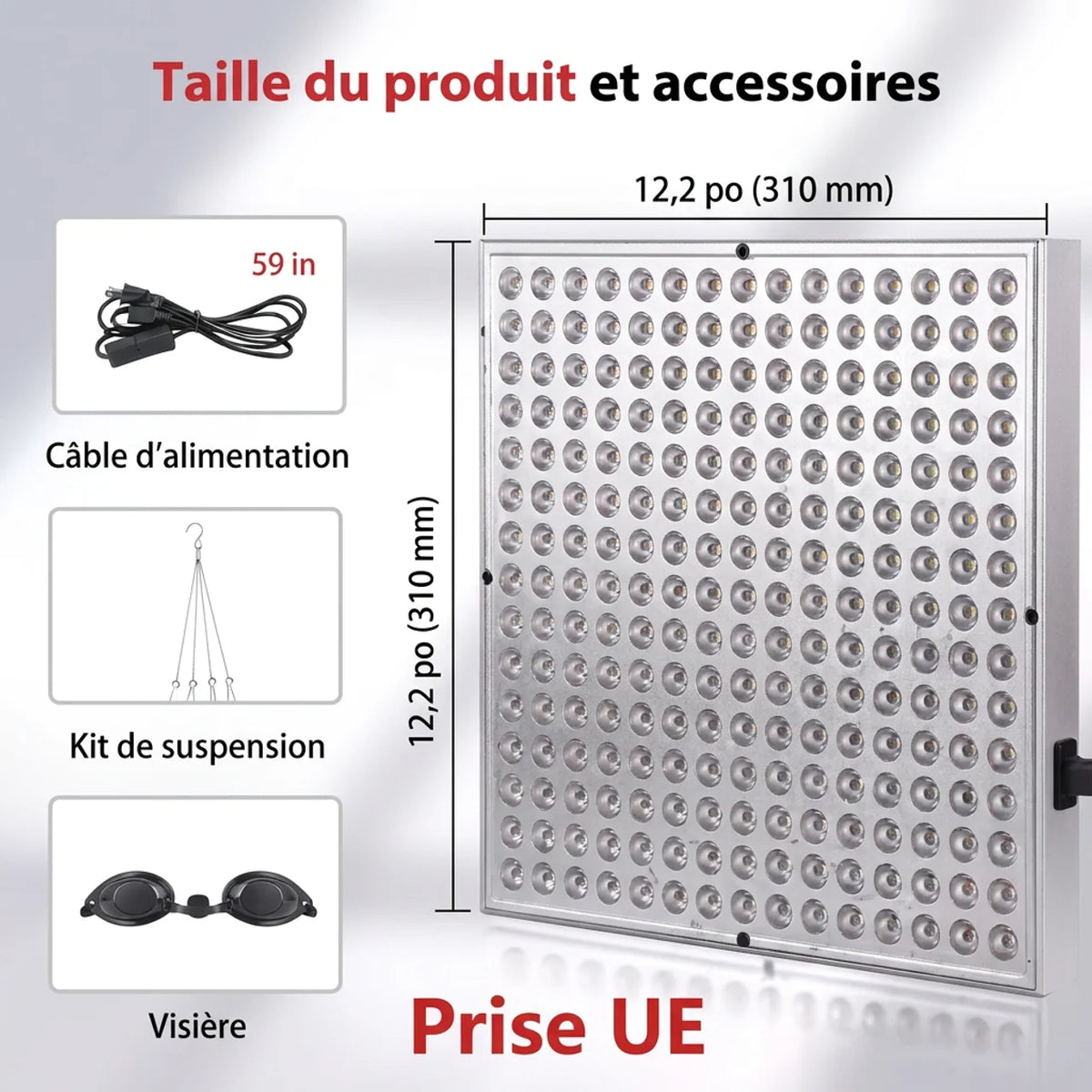 Panneau de Thérapie par la Lumière Rouge 225 LED Soulagement Musculaire à Domicile