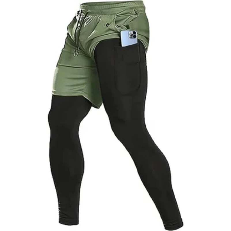 Pantalon de Course 2-en-1 – Compression & Jogging Double Couche