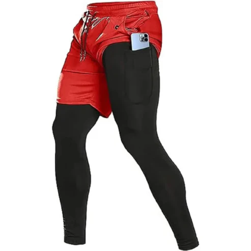 Pantalon de Course 2-en-1 – Compression & Jogging Double Couche