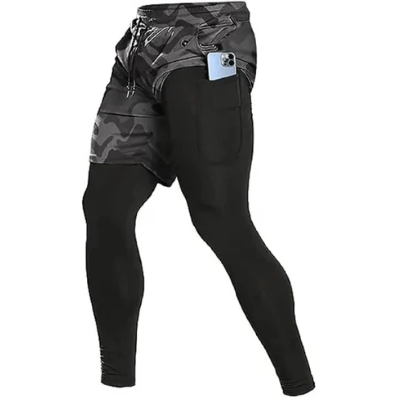 Pantalon de Course 2-en-1 – Compression & Jogging Double Couche