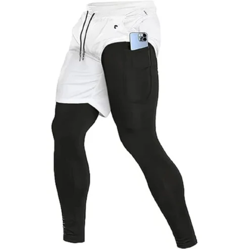 Pantalon de Course 2-en-1 – Compression & Jogging Double Couche