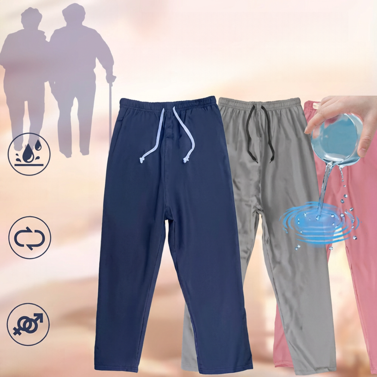 Pantalon d'Incontinence Imperméable & Anti-Fuites pour Adulte
