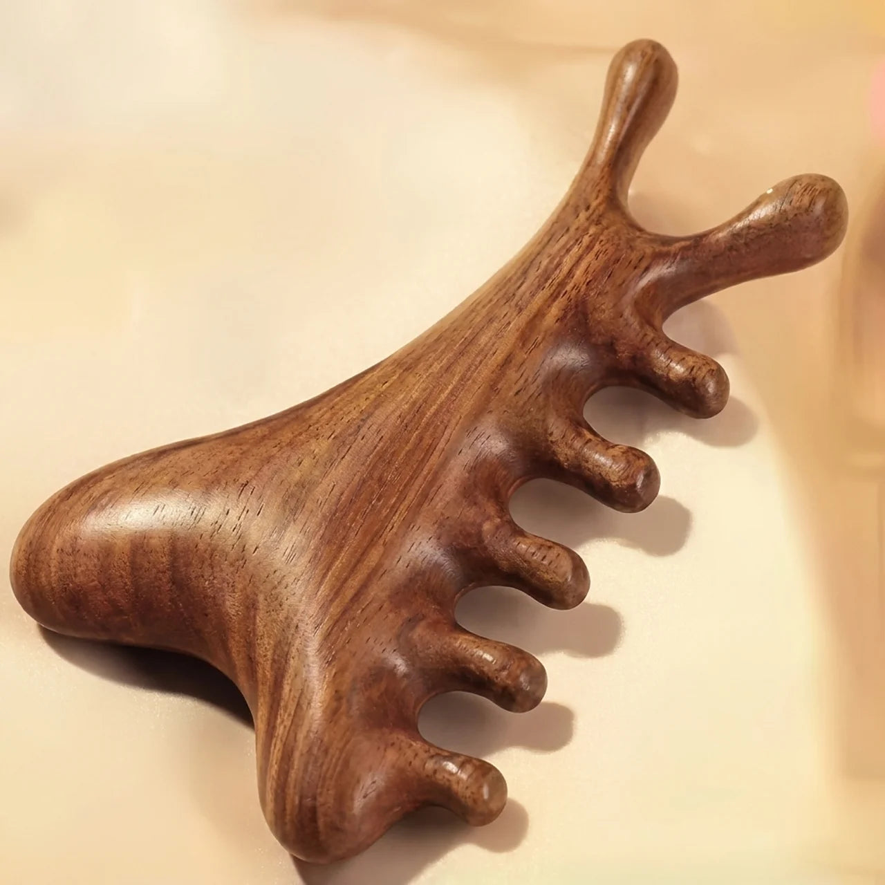 Peigne de Massage en Bois de Santal 4-en-1 – Visage Cuir Chevelu Cou et Corps