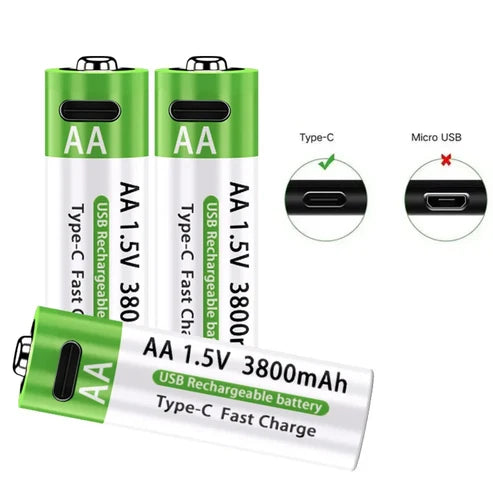 Piles AAA rechargeables au lithium 1,5 V avec recharge rapide USB-C
