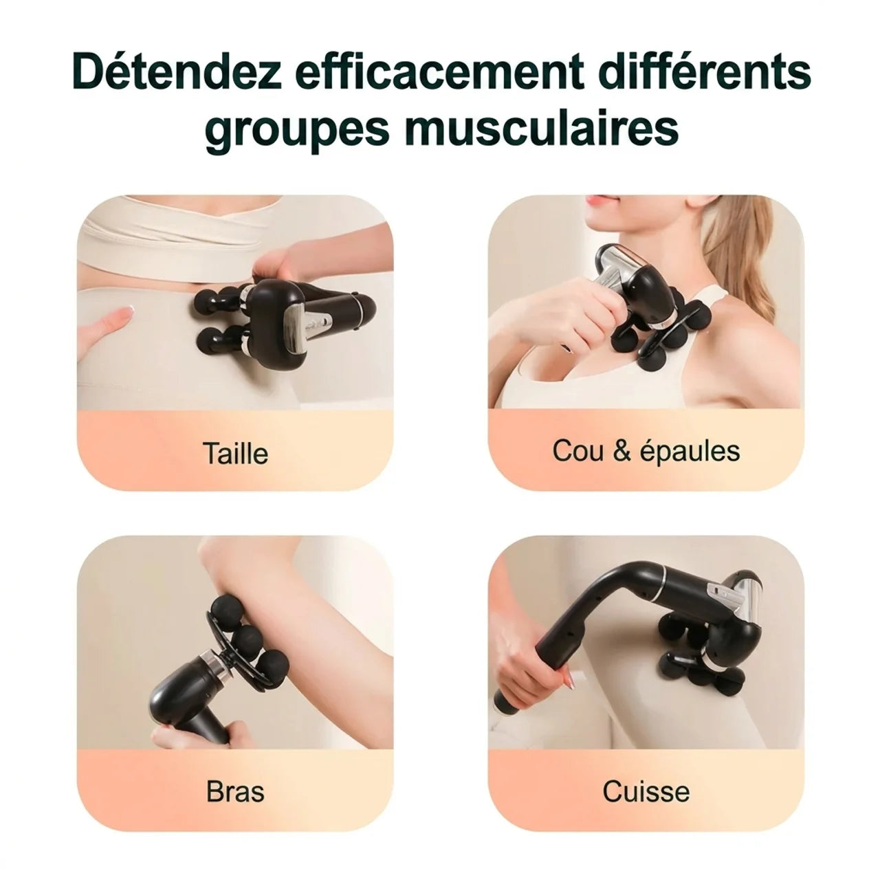 Pistolet de Massage 2 en 1 avec Manche Long pour Dos Nuque et Corps