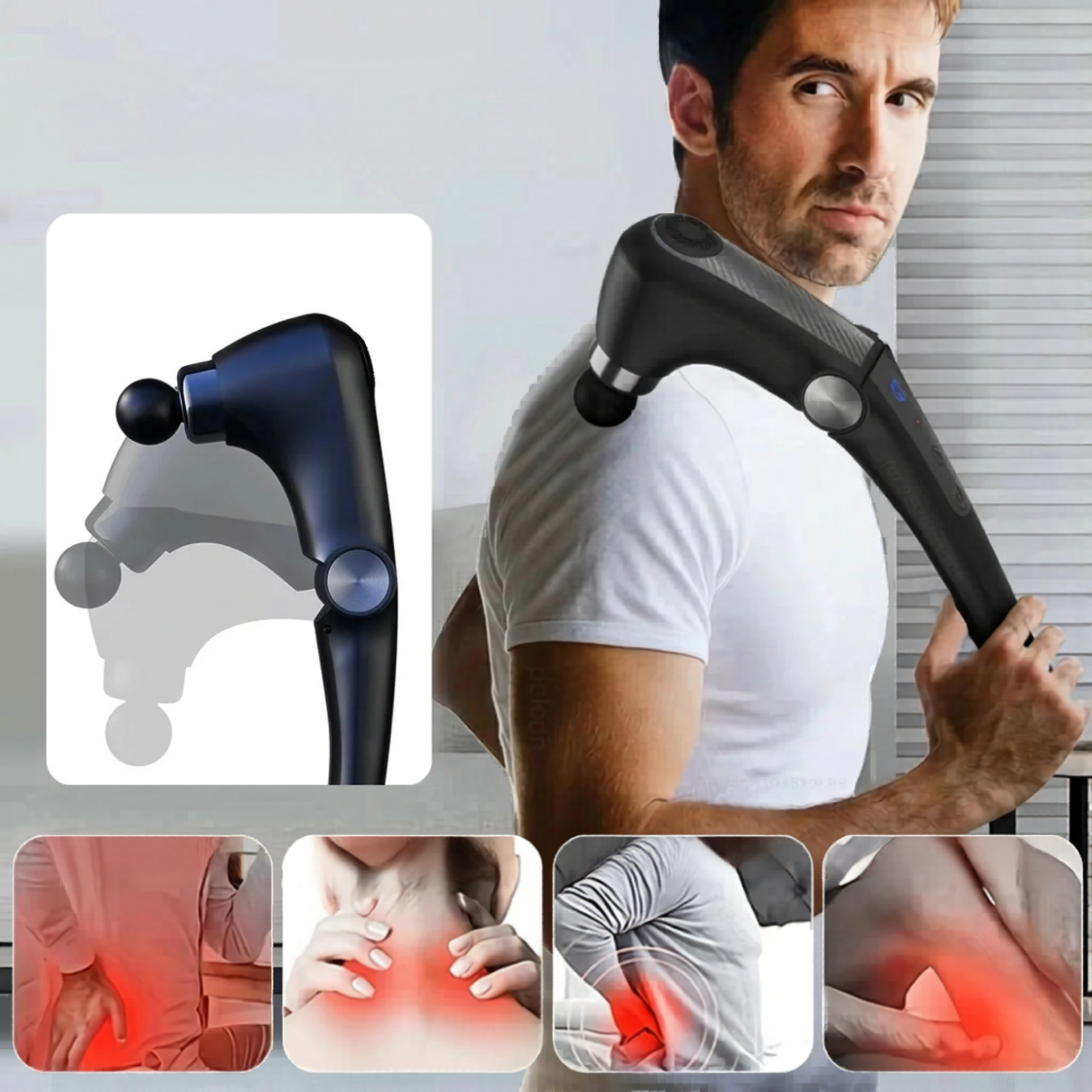 Pistolet de Massage Fascia Chaud & Froid avec Poignée Réglable 90°