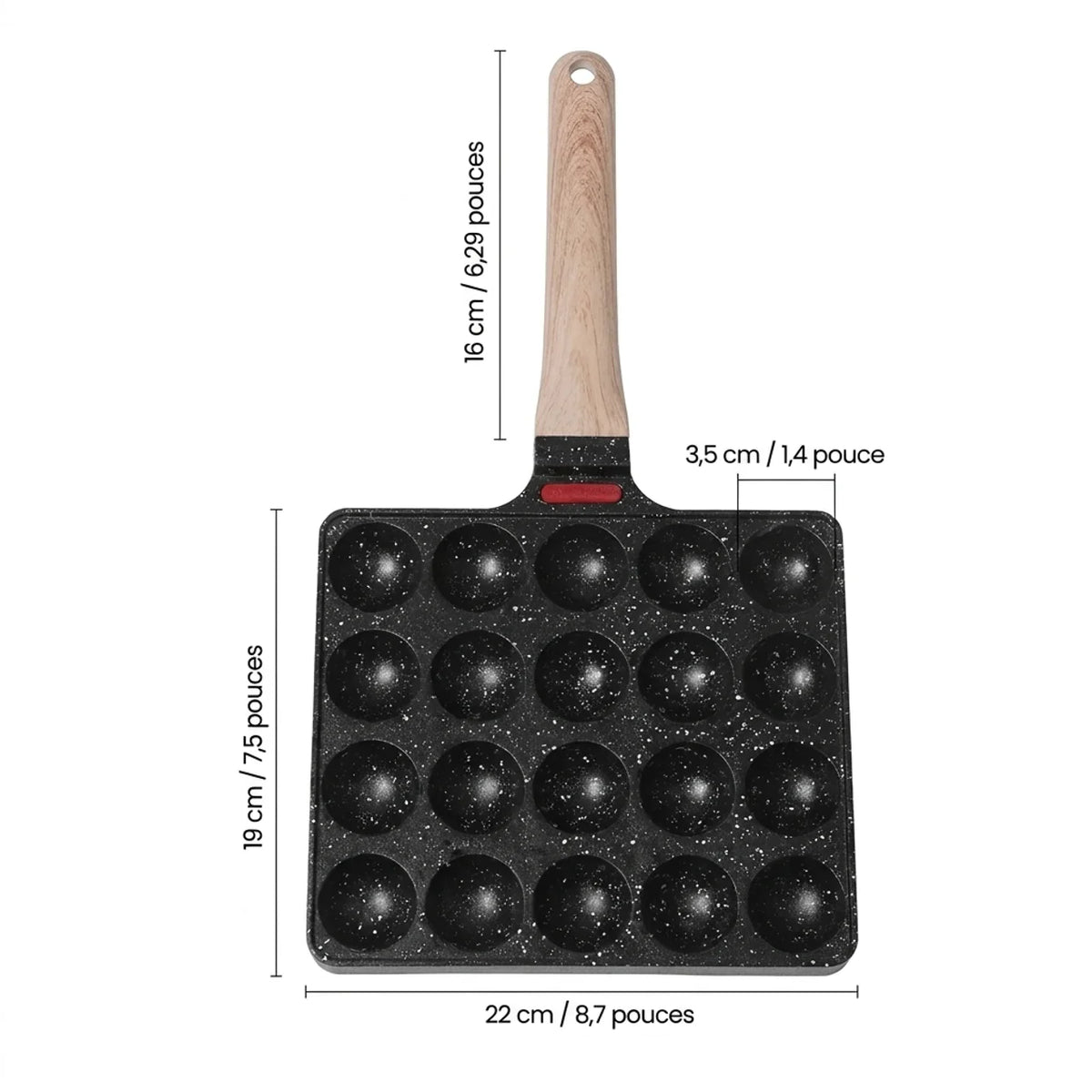 Poêle à Takoyaki antiadhésive 7, 12 ou 20 moules avec pics et pinceau