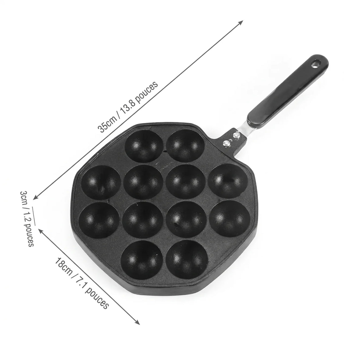 Poêle à Takoyaki antiadhésive 7, 12 ou 20 moules avec pics et pinceau