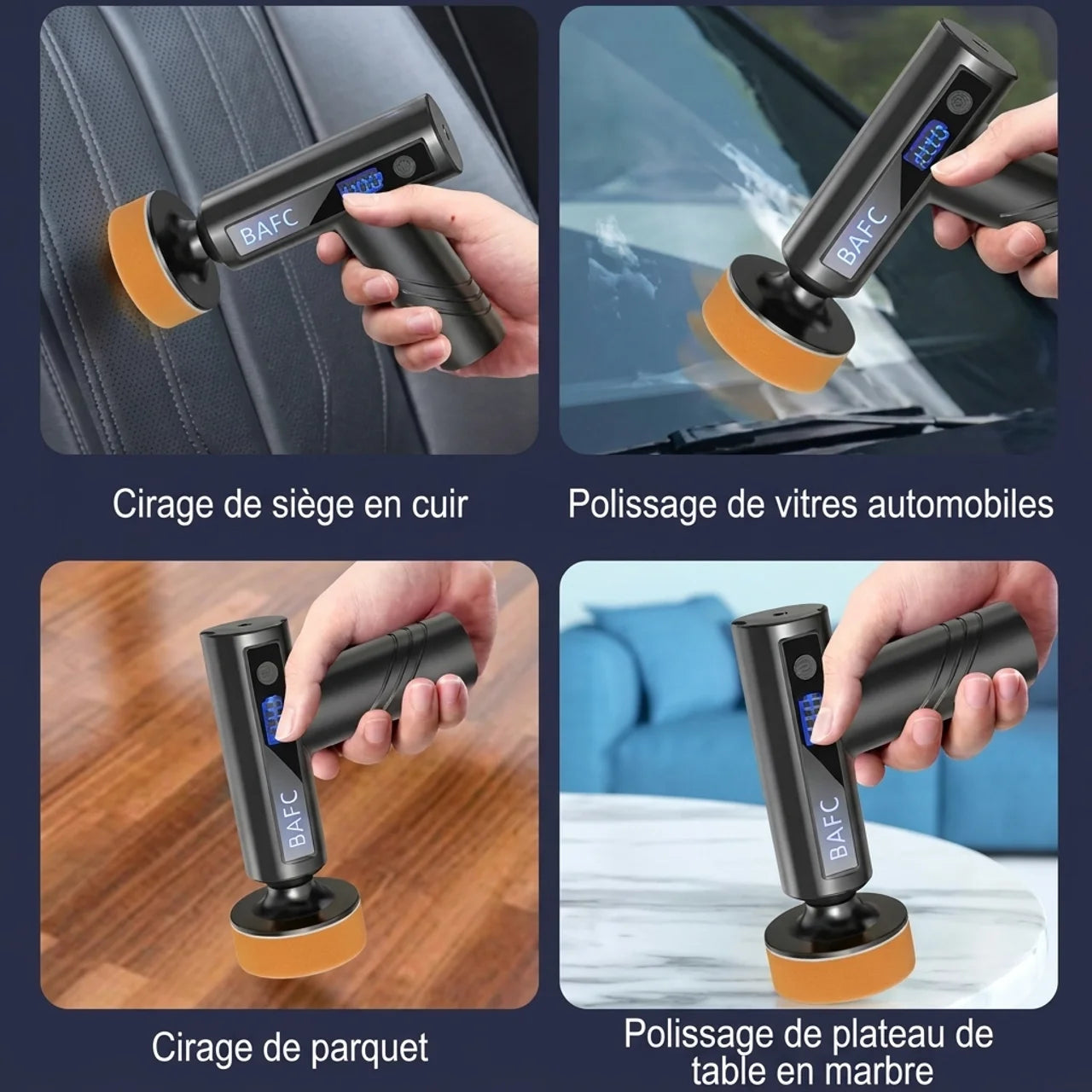Polisseuse Voiture Sans Fil Rechargeable pour Auto Cuir Bois et Marbre
