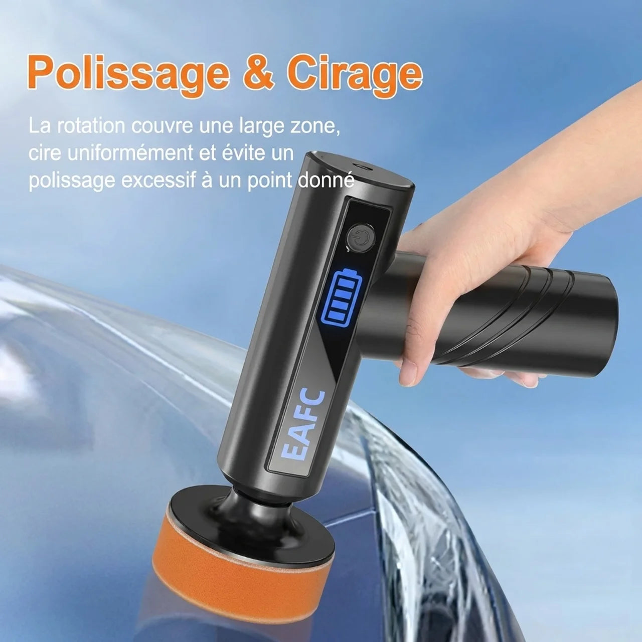 Polisseuse Voiture Sans Fil Rechargeable pour Auto Cuir Bois et Marbre