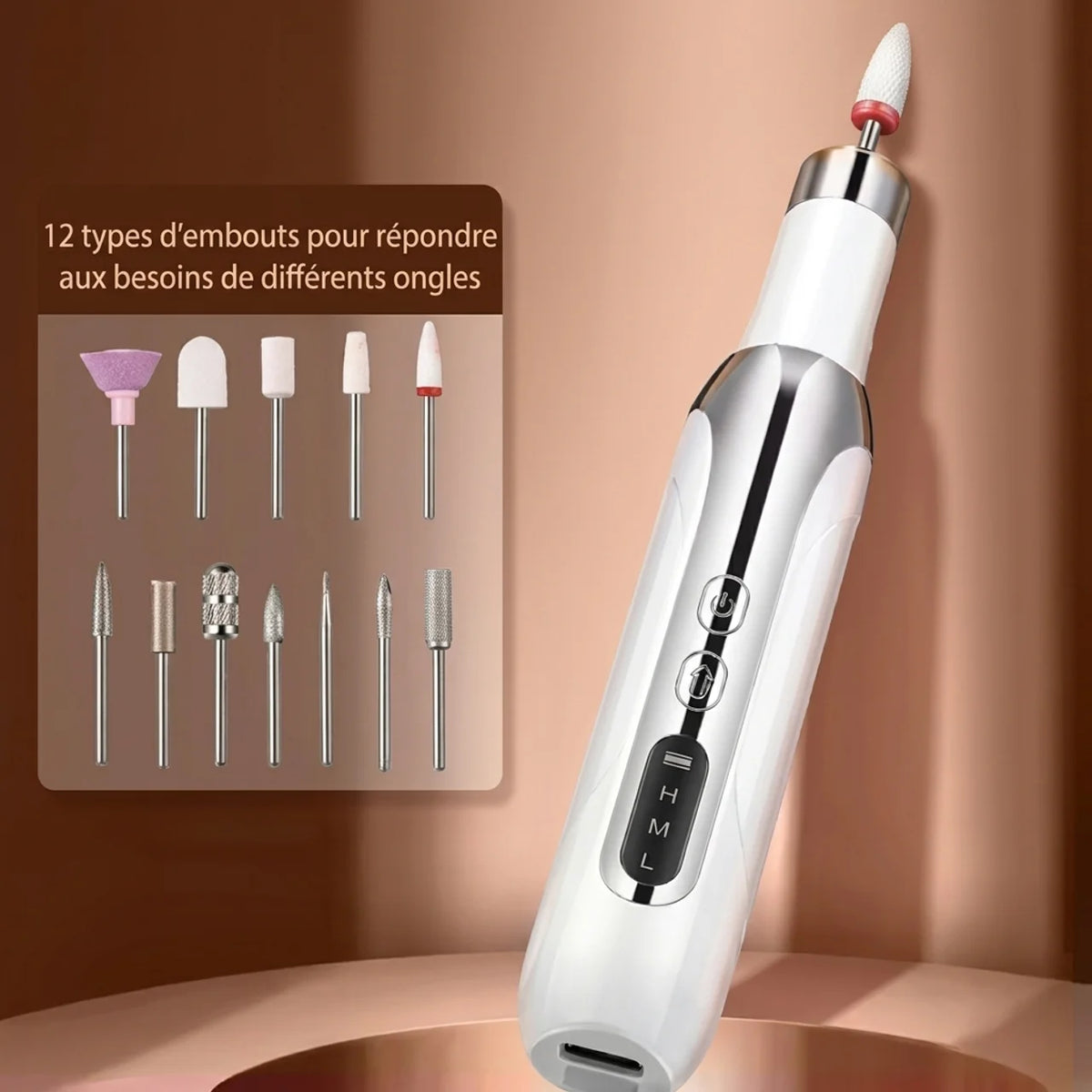 Ponceuse à Ongles Électrique Professionnelle Kit de Manucure et Pédicure Sans Fil
