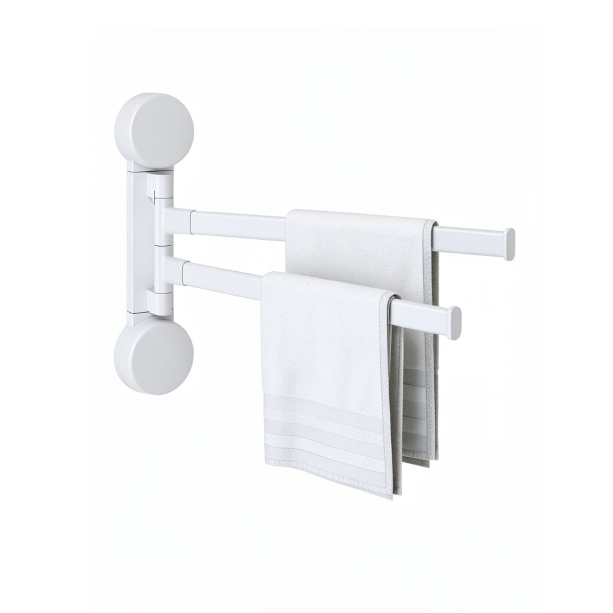 Porte Serviettes Rotatif Aluminium Ventouses Fixation Sans Perçage