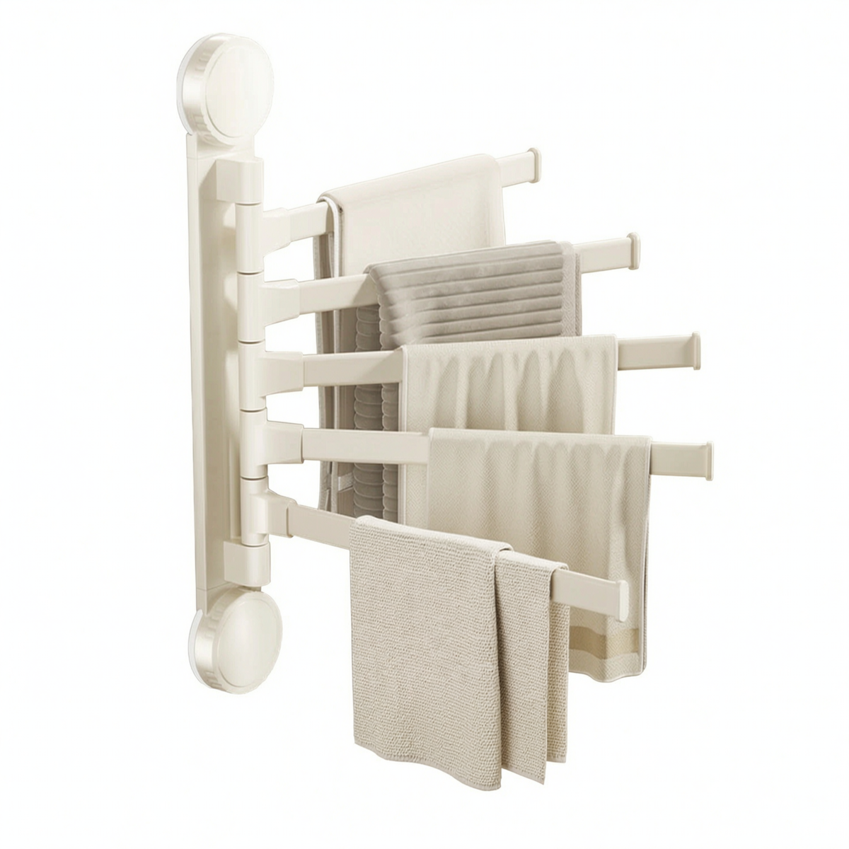 Porte Serviettes Rotatif Aluminium Ventouses Fixation Sans Perçage