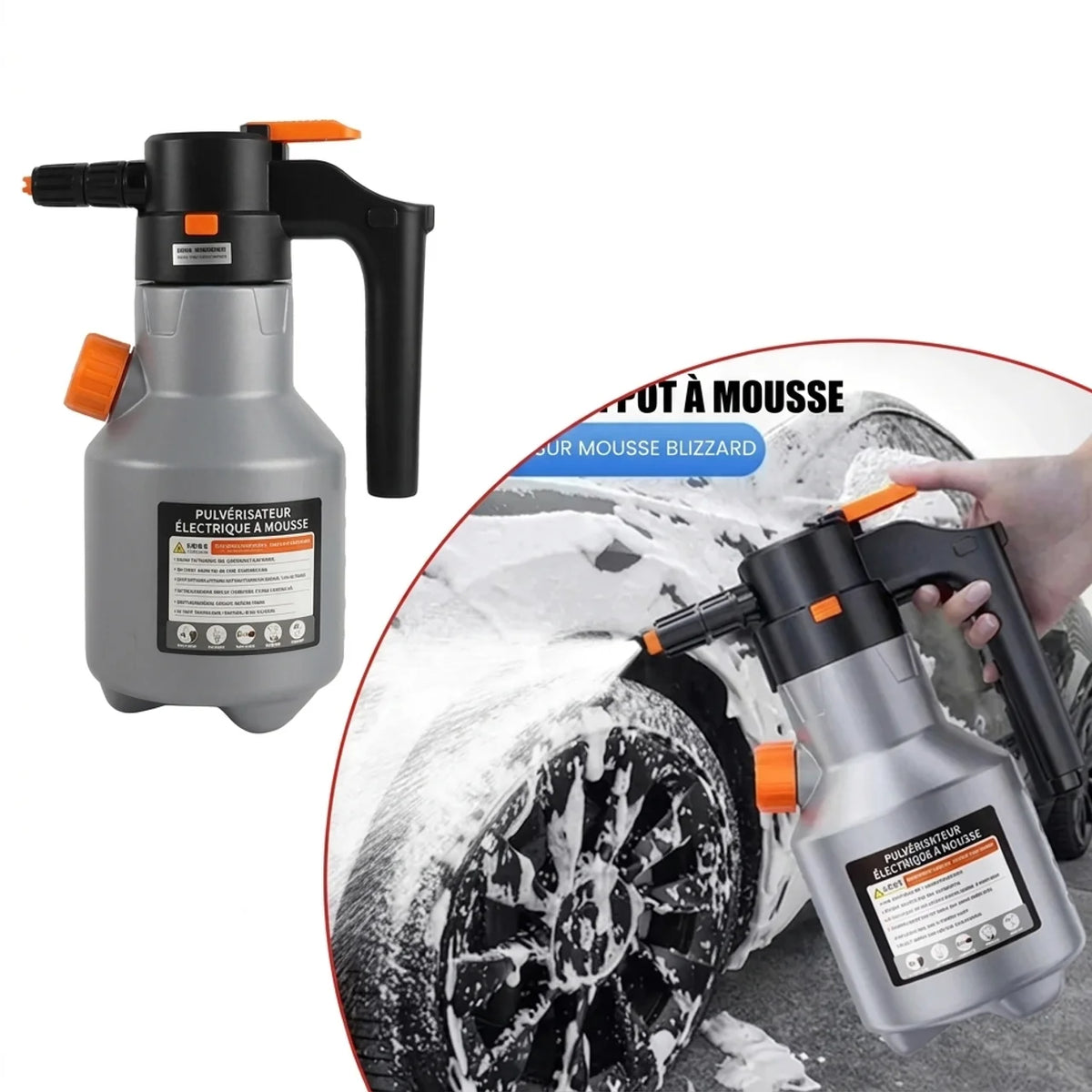 Pulvérisateur à mousse électrique rechargeable 2 L pour lavage automobile