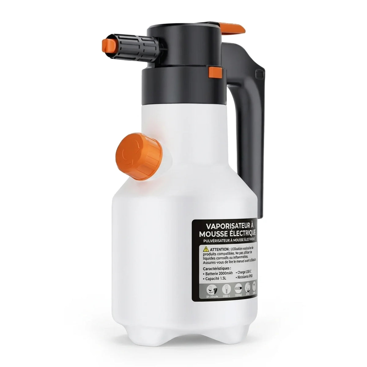 Pulvérisateur à mousse électrique rechargeable 2 L pour lavage automobile