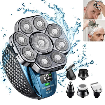 Rasoir Électrique Homme 6-en-1 Tête Chauve 9 Lames