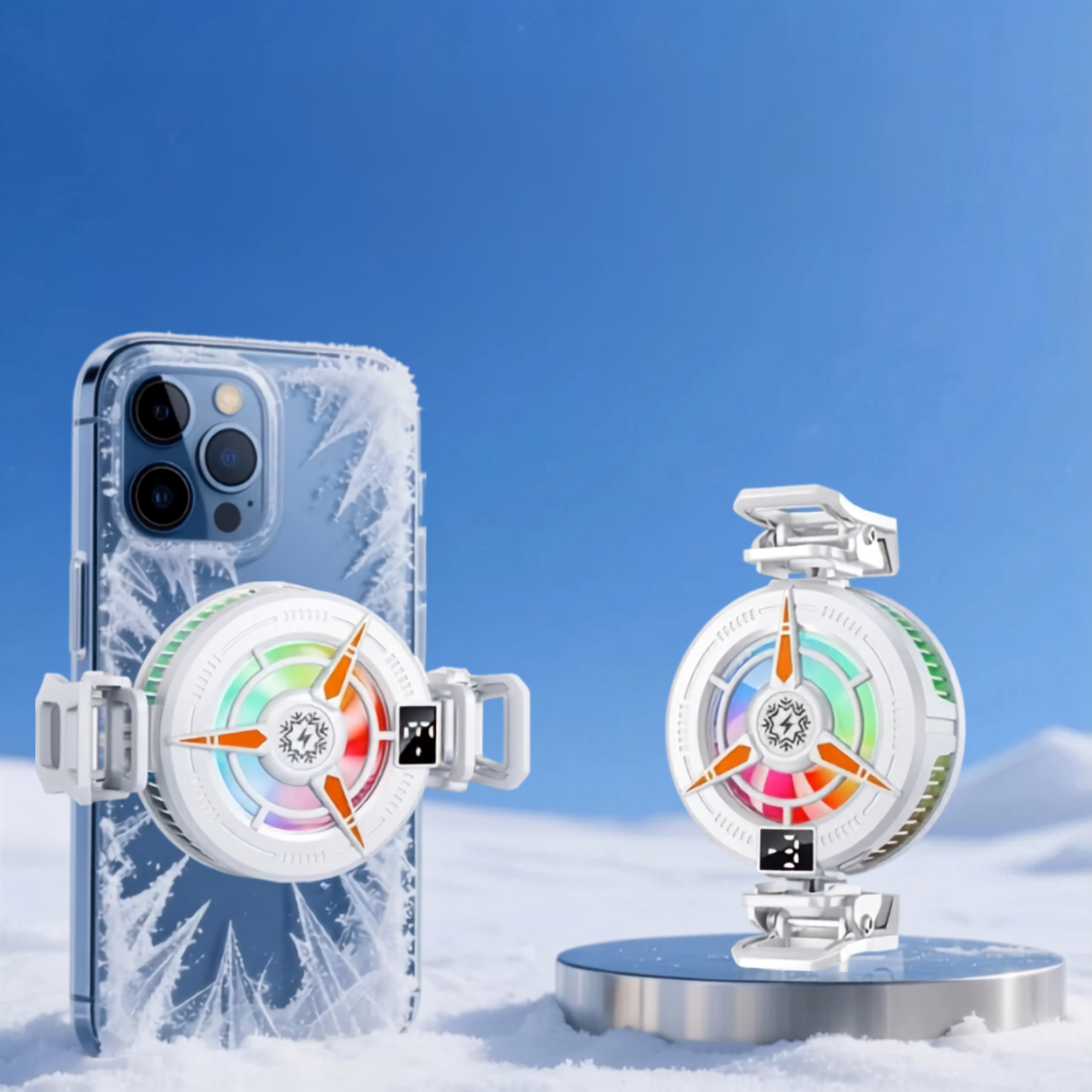 Refroidisseur Smartphone Magnétique et Clip avec Affichage Température & LED RGB