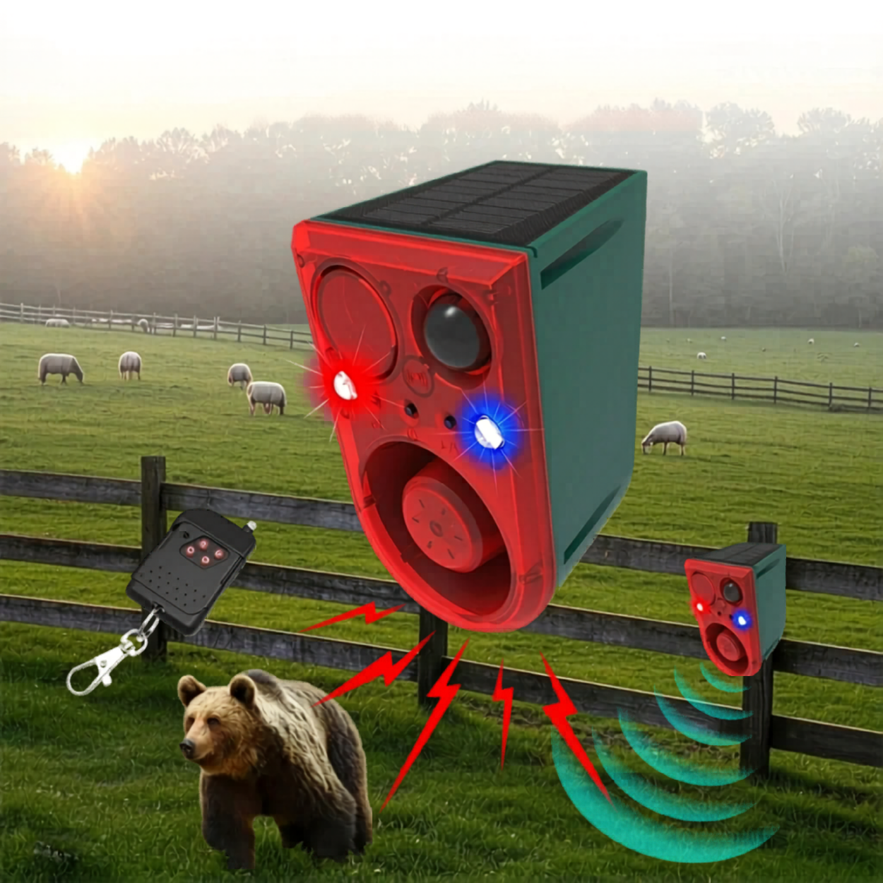Alarme Solaire à Détecteur de Mouvement Répulsif pour Animaux et Intrus